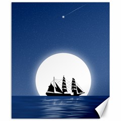 Boat Silhouette Moon Sailing Canvas 8  X 10  by HermanTelo