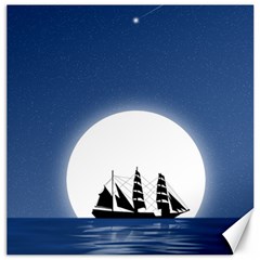 Boat Silhouette Moon Sailing Canvas 20  X 20  by HermanTelo