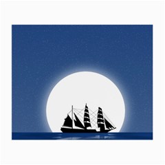 Boat Silhouette Moon Sailing Small Glasses Cloth (2 Sides) by HermanTelo