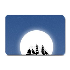 Boat Silhouette Moon Sailing Small Doormat 