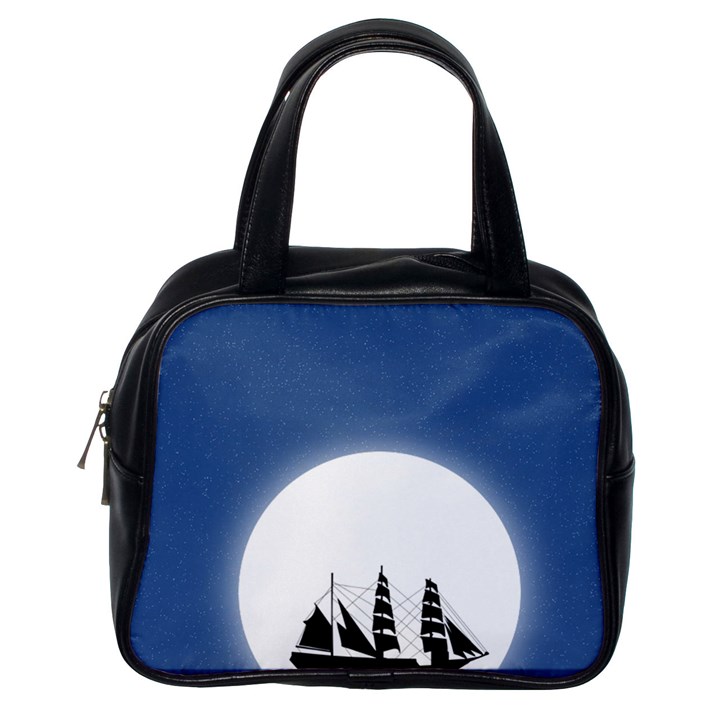 Boat Silhouette Moon Sailing Classic Handbag (One Side)