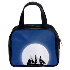 Boat Silhouette Moon Sailing Classic Handbag (two Sides) by HermanTelo