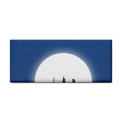 Boat Silhouette Moon Sailing Hand Towel by HermanTelo