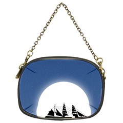 Boat Silhouette Moon Sailing Chain Purse (two Sides)