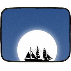 Boat Silhouette Moon Sailing Double Sided Fleece Blanket (mini)  by HermanTelo