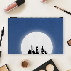 Boat Silhouette Moon Sailing Cosmetic Bag (large)