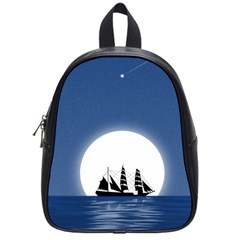 Boat Silhouette Moon Sailing School Bag (small)