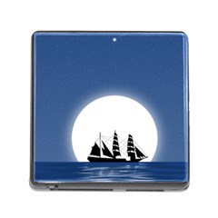 Boat Silhouette Moon Sailing Memory Card Reader (square 5 Slot)