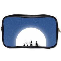 Boat Silhouette Moon Sailing Toiletries Bag (one Side)