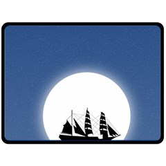 Boat Silhouette Moon Sailing Fleece Blanket (large) 