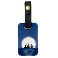 Boat Silhouette Moon Sailing Luggage Tag (one Side) by HermanTelo