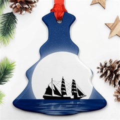 Boat Silhouette Moon Sailing Christmas Tree Ornament (two Sides)