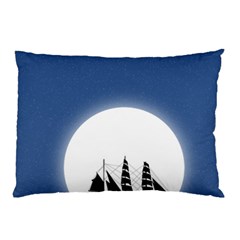 Boat Silhouette Moon Sailing Pillow Case (two Sides) by HermanTelo