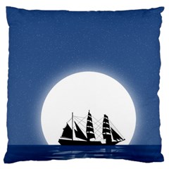 Boat Silhouette Moon Sailing Large Cushion Case (two Sides)