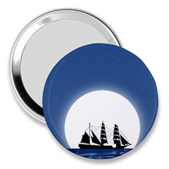 Boat Silhouette Moon Sailing 3  Handbag Mirrors by HermanTelo