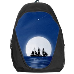 Boat Silhouette Moon Sailing Backpack Bag