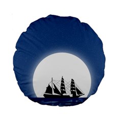 Boat Silhouette Moon Sailing Standard 15  Premium Round Cushions