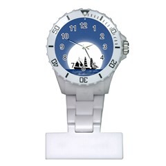 Boat Silhouette Moon Sailing Plastic Nurses Watch by HermanTelo