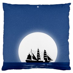 Boat Silhouette Moon Sailing Standard Flano Cushion Case (two Sides) by HermanTelo