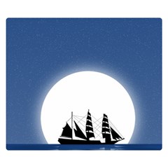 Boat Silhouette Moon Sailing Double Sided Flano Blanket (small) 