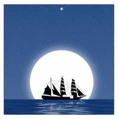 Boat Silhouette Moon Sailing Large Satin Scarf (square)