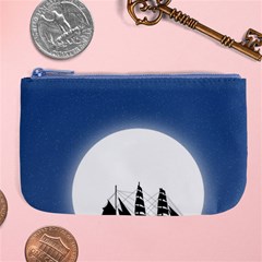 Boat Silhouette Moon Sailing Large Coin Purse by HermanTelo