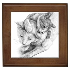 Cat Drawing Art Framed Tile by HermanTelo