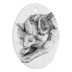 Cat Drawing Art Ornament (oval) by HermanTelo