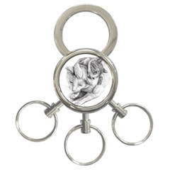 Cat Drawing Art 3-ring Key Chain by HermanTelo