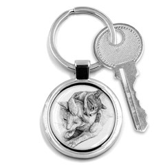 Cat Drawing Art Key Chain (round) by HermanTelo