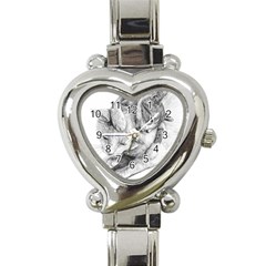 Cat Drawing Art Heart Italian Charm Watch