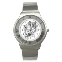 Cat Drawing Art Stainless Steel Watch