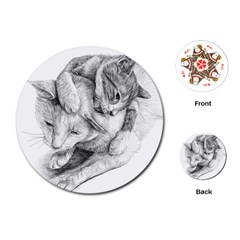 Cat Drawing Art Playing Cards Single Design (round)