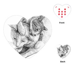 Cat Drawing Art Playing Cards Single Design (heart)