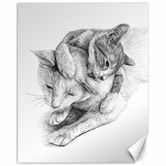 Cat Drawing Art Canvas 16  X 20 