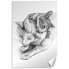 Cat Drawing Art Canvas 24  X 36  by HermanTelo