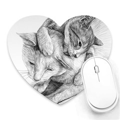 Cat Drawing Art Heart Mousepads