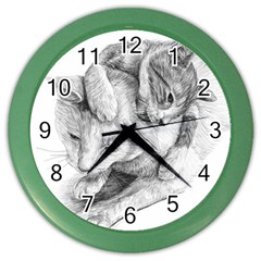 Cat Drawing Art Color Wall Clock