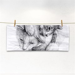 Cat Drawing Art Hand Towel by HermanTelo