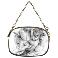 Cat Drawing Art Chain Purse (one Side)