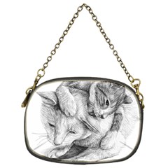 Cat Drawing Art Chain Purse (two Sides)