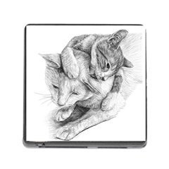 Cat Drawing Art Memory Card Reader (square 5 Slot)