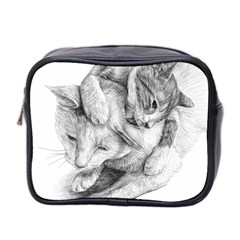 Cat Drawing Art Mini Toiletries Bag (two Sides)