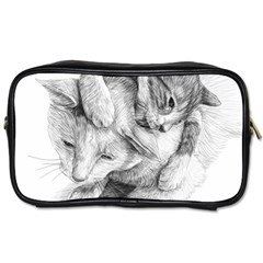 Cat Drawing Art Toiletries Bag (two Sides)