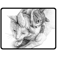 Cat Drawing Art Fleece Blanket (large) 