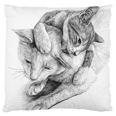 Cat Drawing Art Large Cushion Case (two Sides) by HermanTelo