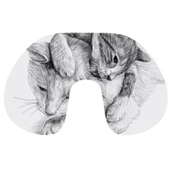 Cat Drawing Art Travel Neck Pillow by HermanTelo