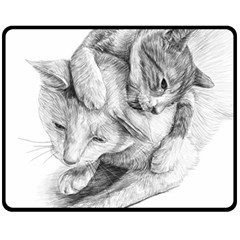 Cat Drawing Art Double Sided Fleece Blanket (medium) 