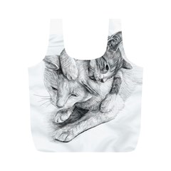 Cat Drawing Art Full Print Recycle Bag (m)