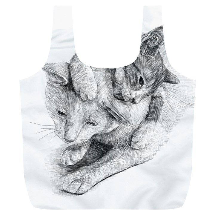 Cat Drawing Art Full Print Recycle Bag (XL)